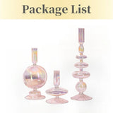 Modern Bubble Shaped Glass Candlestick Holder Set Taper Candle Stand Elegant Desktop Decoration for Party Living Room Banquet