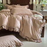100% Cotton Pastoral Floral Print Ruffles Bow Princess Bedding Set Queen King Duvet Cover Set Bed Sheet/Fitted Sheet Pillowcases