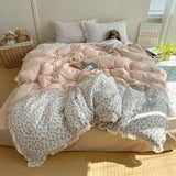 Ins Bedding Set Princess Floral Lace Simple 4pcs Bedding for Girls Woman Quilt Cover Sheet And Pillowcase Spring Home Textiles
