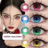 New 1Pair Blue Colored Contact Lenses for Halloween Cosplay Yearly Wear with Degree Comic Makeup Eyewear Cosplay