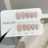 10Pcs Short Handmade Press On Nails Full Cover Cat Eye Design Cute Butterfly False Nails  Artificial Manicure Wearable Nail Tips