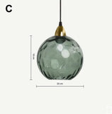 High-end Color Water Patterned Glass Ball Pendant Light Bedroom Bedside Lamp Creative Dining Living Room Bar Counter Chandelier
