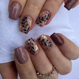 24pcs Sweet Cool False Nails Gradient French Fake Nail Tips with Purple Flowers Design Short Square Press on Nails Colorful Nail