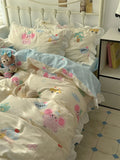 Romantic Floral Dog Cotton Bedding Set Lovely Cartoon Pure Cotton Four-Piece Suite Lace Design Cotton Duvet Cover eet Pillo...
