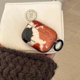 Black Brown Block Splash Ink + Ring Suitable for Apple Airpodspro2 Case/Airpodspro Case/Airpods4 Case/Airpods3 Case/Airpods2 Cas