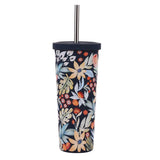 830ML Large Hole Thermos Cup With Straw And Pattern,Mug,Double Layer Stainless Steel Vacuum Flasks,Portable Insulated Water Cup