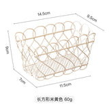Mini Size Snack Sundries Storage Basket Metal Iron Art Rotundity Square Frame Desktop Cosmetics Jewelry Storage Basket