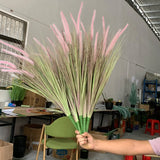 7 Heads Fake Reed Bouquet Silk Onion Grass Large Artificial Tree Wedding Flower Plastic Autumn Plants for Home Party Decoration