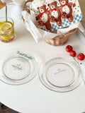 Transparent Glass Plate Simple Letter Dessert Plates Fashion Household Fruit Bread Glass Dish Nordic Kitchen Circular Flat Plate