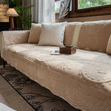 French Vintage Velvet  L Shape Sofa Cover, 3 Seater, Soft Plush Couch Slip Covers, Non Slip Quilted Furniture Protectors