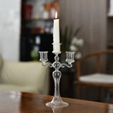 Nordic Transparent Glass Candlestick 3 Heads Candlesticks Taper Candle Holders Romantic Wedding Home Coffee Table Decor
