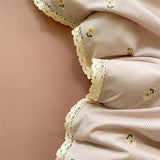 INS Girls Cherry Soft Bedding Set Washed Cotton Bed Sheet Queen King Size Duvet Set Flower Comforter Set Pillowcase Bed Linens