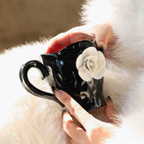 French Minimalist Style Relief Pattern Coffee Cup And Saucer Milk Coffee Mug Creative Styling Desktop Ornament Home Decoration