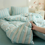 100% Cotton Stripe 3-Piece Duvet Cover Set (1 Duvet Cover + 2 Pillowcases),Yarn-Dyed,Soft Bedding Set, Multiple Sizes
