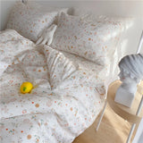 Fre Floral Pure Cotton Four-Piece Bedding Set White Clean Single Bed Canopy Sle Comforter eet Pillowcase Duvet Cover