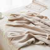 Ikeehome  Quality Soft Wool Knitted Jacquard Blanket Plaid Quilt Wavy Herringbone Fringe Cover for Sofa Bed Blankets Thread Bedspread