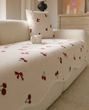 Lovely Floral Print Wavy Edge Sofa Cushion Thick Plush Warm Sofa Cover for Autumn Winter Elegant Sectional Anti Slip Home Decor