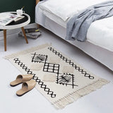 Cotton Linen Retro Rug Tapestry Home Decor Geometric Floor Mats for Bedroom Living Room Hand Woven Bohemian Tufted Tassel Carpet