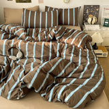 Classic Black White Plaid Bedding Set Soft Seersucker Duvet Cover Set Double-sided Checkered Quilt Cover for Single Double Bed