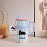 540ml Ice King Car Cup Coffee Large Capacity Stainless Steel Straw Water Cup Giant Cold  Insulated Cup 316 Office  Student Use