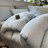 Simple Style Bedding Set Nordic Striped Duvet Cover Set 100% Cotton Flat Sheet Single Twin Size Double Bed Sheet Set For Bedroom