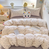 Class A Double Yarn Bedding Set Quilt Comforter Duvet Cover Set Printed Cotton Bedspread Skin Friendly Breathable Four-Piece Set