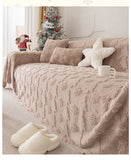 New Christmas Rabbit Plush Sofa Cover Thick Warm All-Cover Solid Couch Covers for Winter Multifunctional Soft Blanket for Office