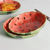 6.3 Inch Round Plate Hand-painted Watermelon Stone Lace Fruit Plate Japanese Sushi Plate Small Dish Snack Decorative Small Dish