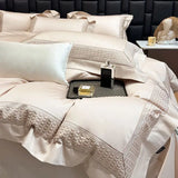 600TC Egyptian Cotton Luxury Embroidery Hotel Style Bedding Set Queen King Size Duvet Cover Flat/Fitted Bed Sheet Pillowcases