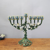Traditional Menorah Photo Prop Zinc Alloy Christmas Hanukkah Candleholder for Farmhouse Dinner Livingroom Sideboard Anniversary