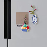 Ins Acrylic Vase Fridge Magnet Suitable for Flower Arrangements Home Decoration Kitchen Blackboard 3D Stickers Magnetic