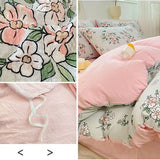 Romantic Floral Duvet Cover Set No Filler Soft Seersucker King Single Szie Pillowcases Flat Sheet Home Decoration Bed Linens