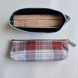 1 Piece of Colorful Plaid Fabric Pencil Case, Large Capacity, Portable, Simple Style, Pencil Box, Stationery Box, Stationery Storage, Back-To-School Gift