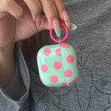 Yellow Earphone Case Blue Round Dot Gloss Pattern Soft Silicone Protection Cover For AirPods 4 3 2 1 Pro 2 Shell With Keychain