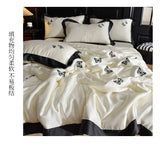 White Butterfly Quilts Air Conditioning Blanket Summer Quilt Silky High Quality Skin-Friendly Bedding with Embroidery 200*230cm