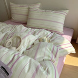 Nordic Bedding Set Pure Cotton Striped Duvet Cover Set Soft Flat Sheet Single Queen Size Double Bed Sheet Set For Bedroom Decor