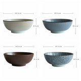 8 Inch Japanese Ramen Bowl Ceramic Noodle Bowl Stripe Design Large Soup Bowl Restaurant Household Retro Tableware