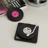 6Pcs Record Coaster with Player Storage Stand, Retro Vinyl Record Coaster, for Home Decoration, Non-Slip Insulated Coaster, Coffee Table Coaster, Coffee Coaster, Gift Gift