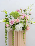 Pink Green Artificial Hydrangea Rose Anthurium Arrangement Wedding Table Centerpiece Floral Runner Party Backdrop Banquet Decor