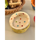 Instagram Style Yogurt Polka Dot Lace Bowl Cute Girlish Heart Breakfast Ceramic Home Oat Bowl