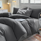 Solid Color Duvet Cover Set 100% Washed Cotton Bedding Set Super Soft Comfortable Lightweight Comforter Cover with 2 Pillowcases