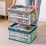 Large Folding Basket Portable Outdoor Picnic Basket with Handle Foldable Camping Storage Box Plastic Shopping