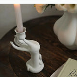 Ceramic Hand Roses Candle Desk Decoration Minimalism Flower Shape Candlestick Candle Stand Modern Decor
