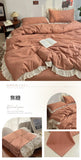 INS Princess Style Bedding Sets Ruffle Lace Bow Quilt Cover Home Romantic Bedclothes Decor Woman Girls Bedroom Duvet Cover 4pcs