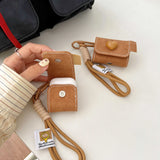 Vintage leather brown headset case for apple airpods 1 2 pro pro2nd 3 autume 3d love heart anti-fall rope protetctor cover