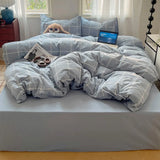 Striped Bedding Set INS Nordic Girls Soft 100% Cotton Bed Sheet Queen King Size Duvet Set Comforter Set Pillowcase Bed Linens