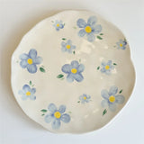 Creative Hand-painted Flower Pattern Ceramic Plate Underglaze Color Coffee Cup Dish Snacks Fruit Dessert Plates Gifts Saucers