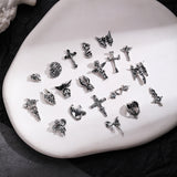 10PCS Gothic Style 3D Alloy Nail Art Charms Skeleton Cross Accessories Parts For Halloween Nail Decoration Design Supplies Tool