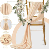 12Pcs Wedding Chair Sashes 7x108Inch Sheer Chiffon Chair Fabric Covers for Party Christmas Bridal Baby Shower Wedding Decoration