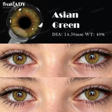 1 Pair Asian Series Colored Contact Lenses Natural Brown Pupils Eyes Contact lenses Green Soft Contacts 14.50mm